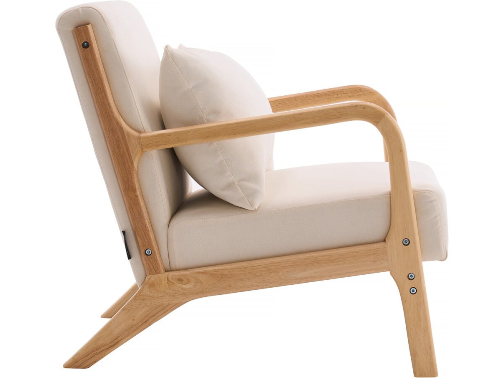 Fauteuil "Clinton" en bois style scandinave - Lin - Beige