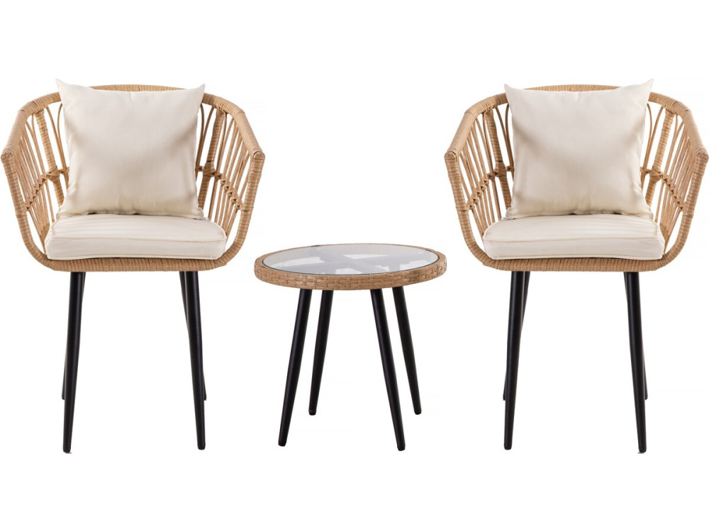 Salon de jardin rotin "Vela" - 2 places - Marron