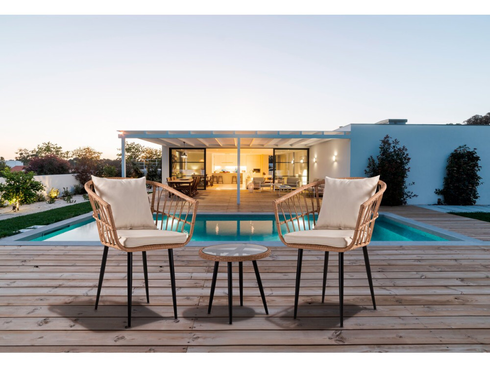 Salon de jardin rotin "Vela" - 2 places - Marron