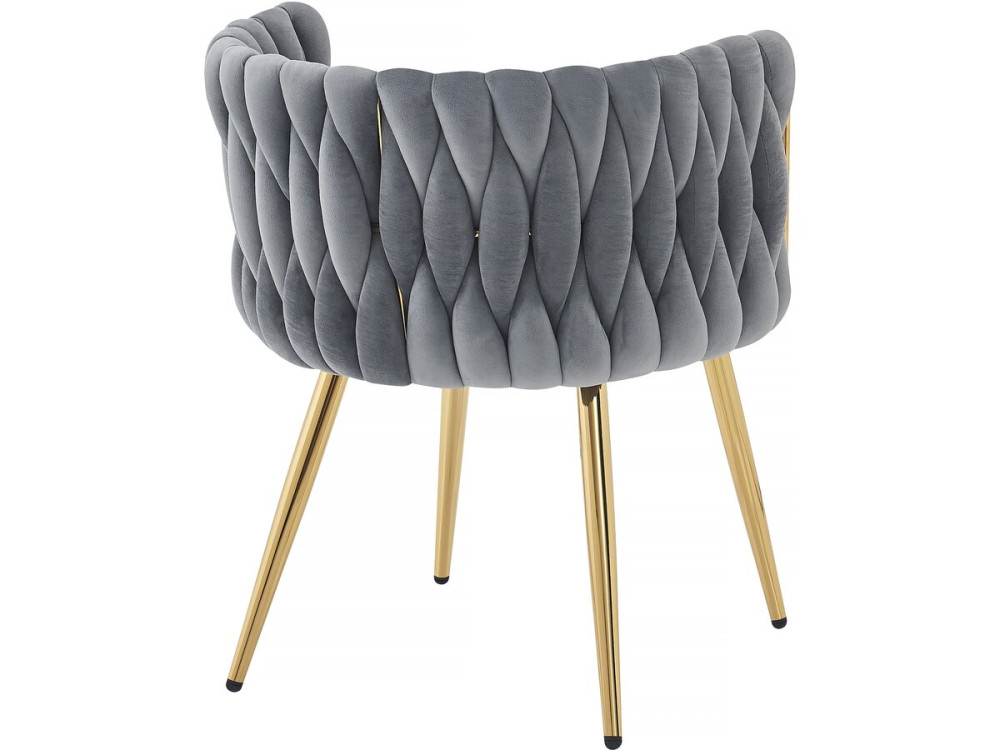 Lot de 2 chaises tressées en velours "Isa" - Gris