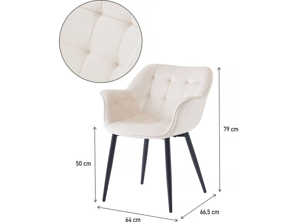 Lot de 2 chaises de salle à manger en velours "Salomé" - Beige
