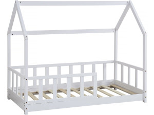 Lit cabane en bois "Charlotte"  - Blanc - 80 x 160 cm