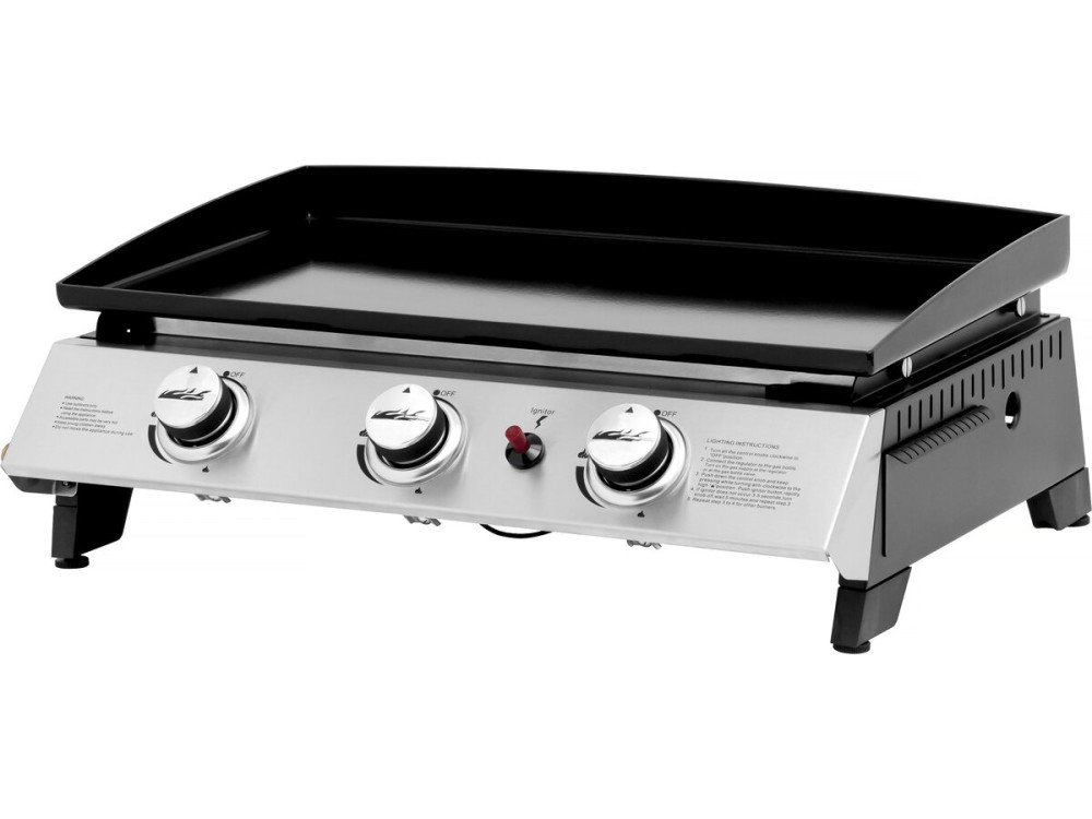 Plancha gaz 3 brûleurs "Jolly" - 7,5 Kw - Gris