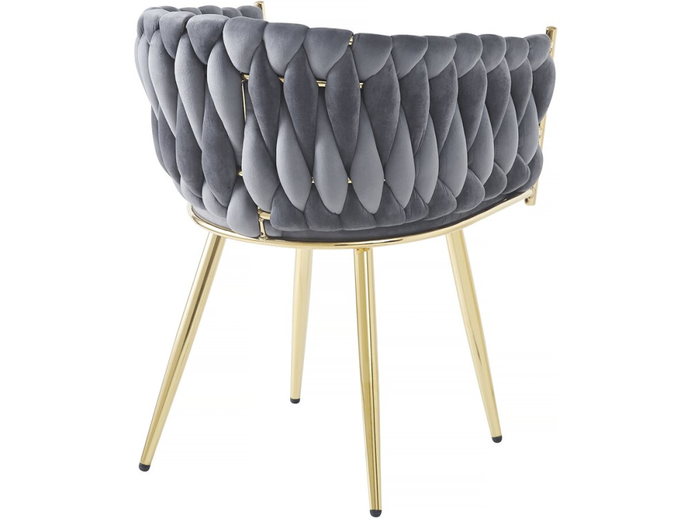 Lot de 2 chaises en velours tressées de salle à manger "Séléna" - Gris