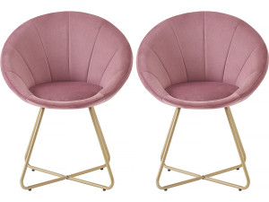Lot de 2 chaises de salle manger en velours "Rosalie" - Rose