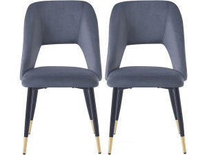 Lot de 2 chaises en velours "Coralie" - Gris