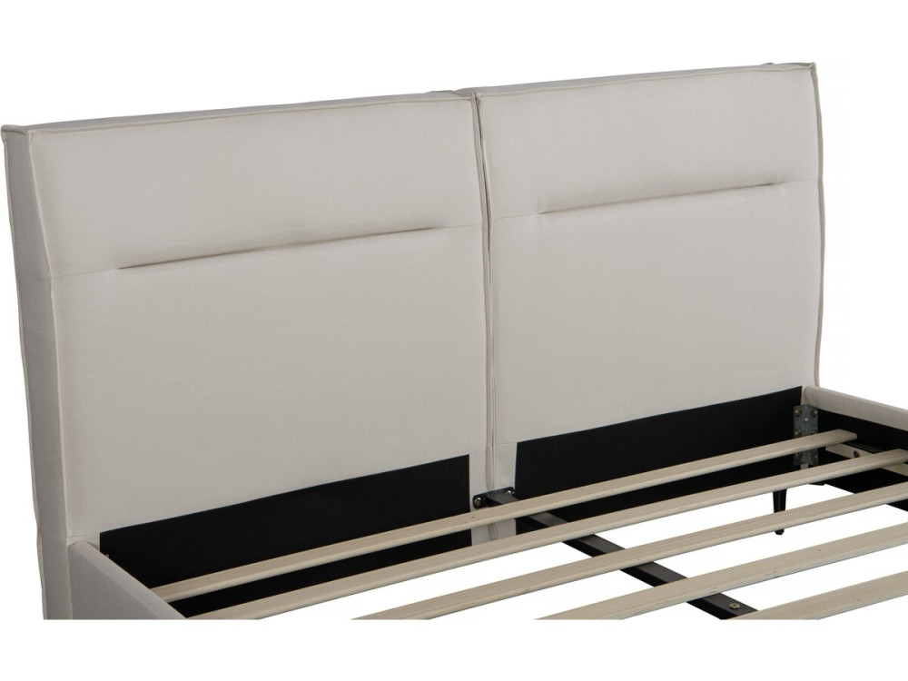 Lit double en tissu design "Moritz" - 160 x 200 cm - Beige