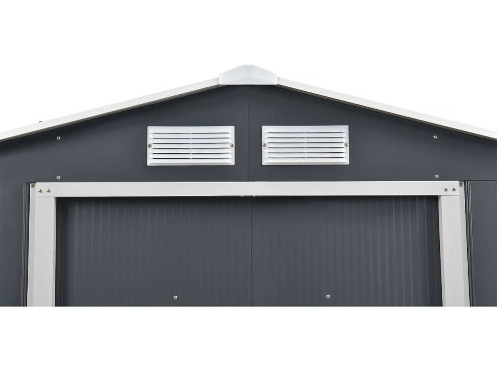 Abri de jardin métal- "Vegas"- 2,7 m² avec gouttière et récupérateur d'eau - Gris