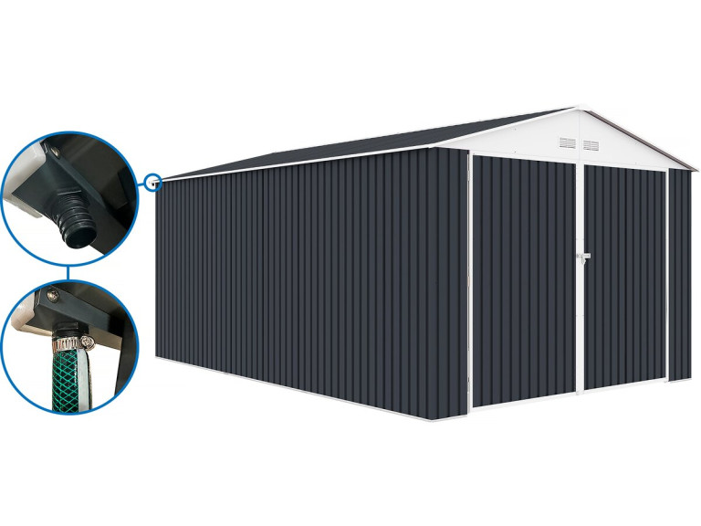 Garage métal  " Houston" - 18,56m² avec gouttière - Anthracite