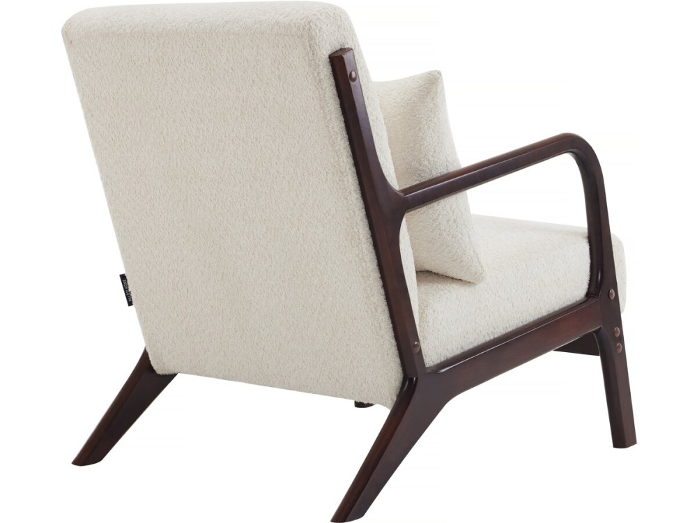 Fauteuil bouclette style scandinave en bois "Clinton"  - Blanc