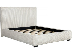 Lit double en velours côtelé "Montana" - 180 x 200 cm - Beige
