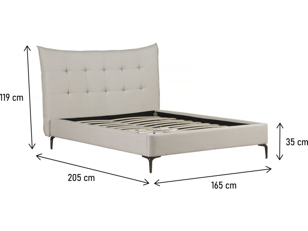 Lit double en tissu capitonné " Aspen" 140 x 190 cm - Beige