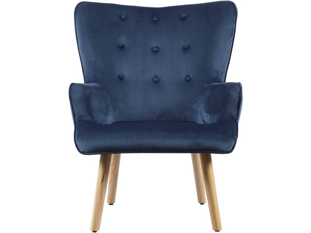 Fauteuil style scandinave velours "Odense" - 73 x 81 x 92.5 cm - 1 place - Bleu