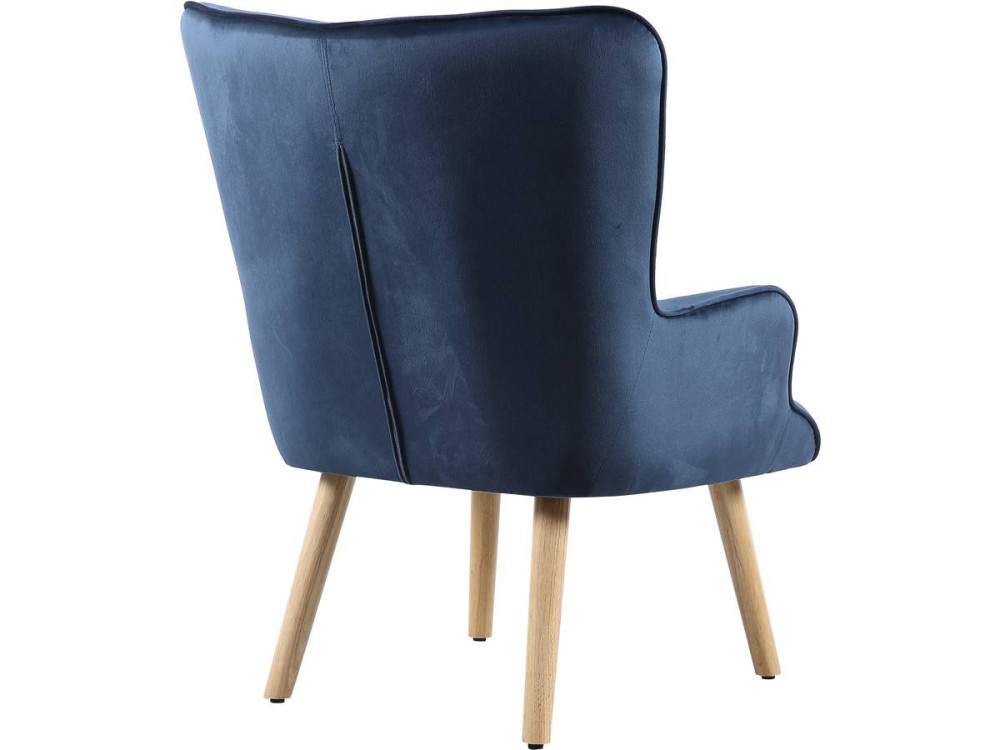 Fauteuil style scandinave velours "Odense" - 73 x 81 x 92.5 cm - 1 place - Bleu