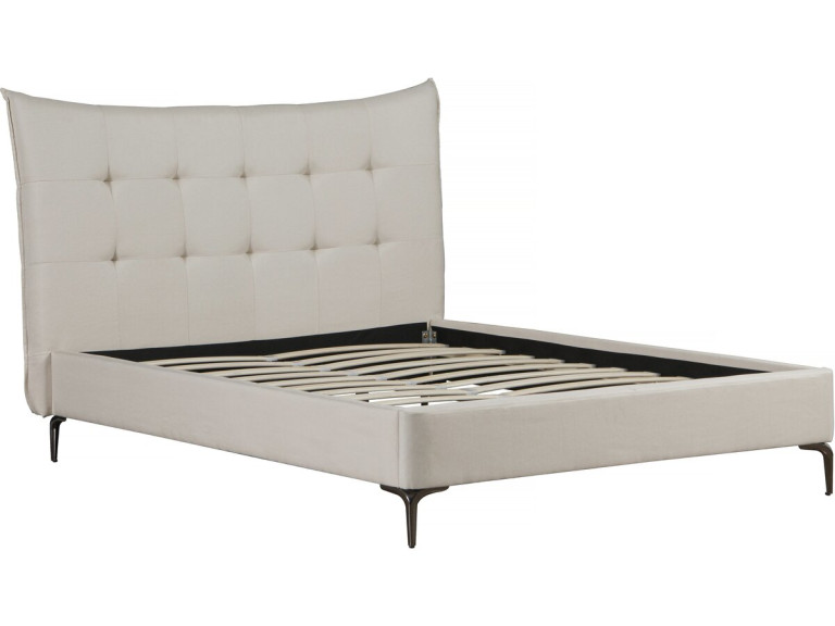 Lit double en tissu capitonné " Aspen" 180 x 200 cm - Beige