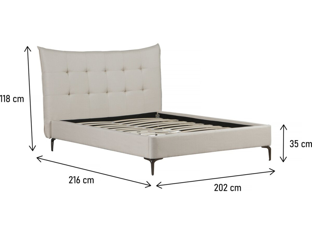 Lit double en tissu capitonné " Aspen" 180 x 200 cm - Beige