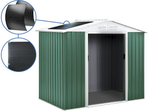 Abri de jardin métal - "Rosas " - 2.71 m² avec panneaux solaires - Vert