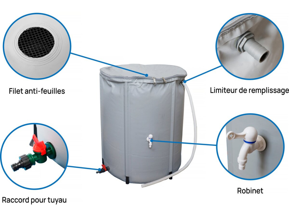 Abri jardin métal "Dallas" - 15,16 m² avec gouttière et récupérateur d'eau - Taupe