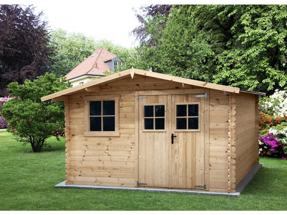 Abri de jardin en bois 14m² "Oz" - 388 x 298 x 225 cm - 28 mm