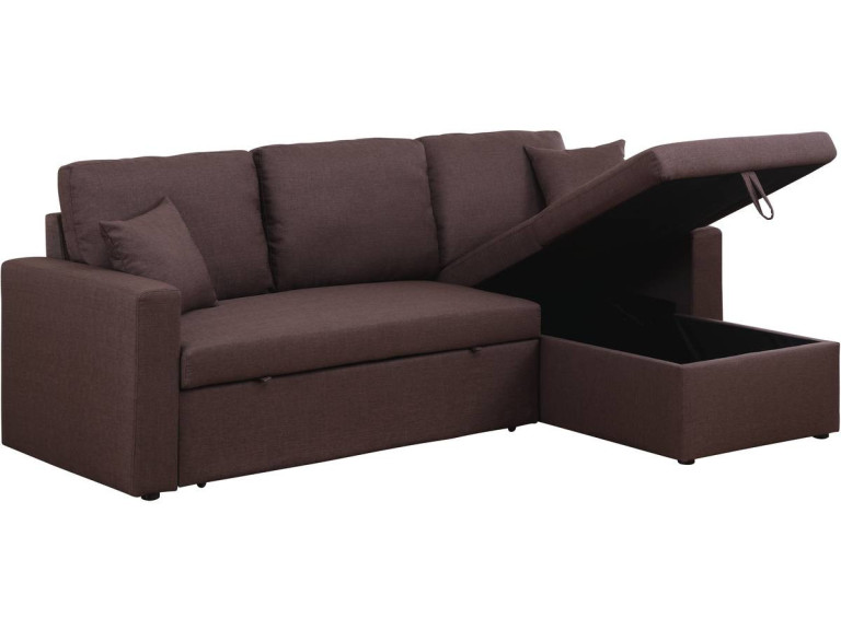 Canapé d'angle convertible/ réversible avec coffre "Alain" - 3 places - Marron
