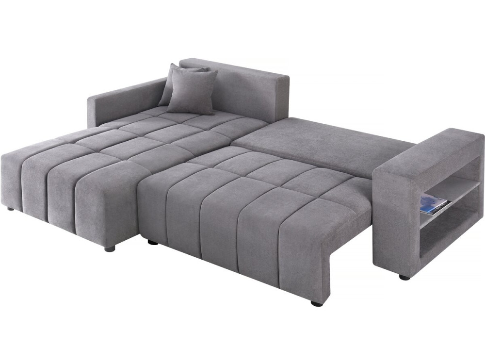 Canapé d'angle convertible tissu chenille 3 places - "Trocadero" - Gris