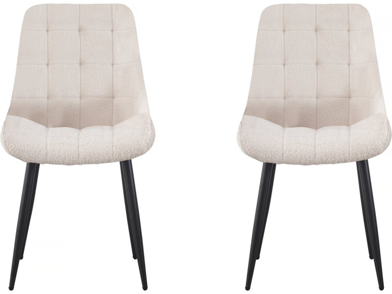 Lot de 2 chaises bouclette "Victoria" - Beige