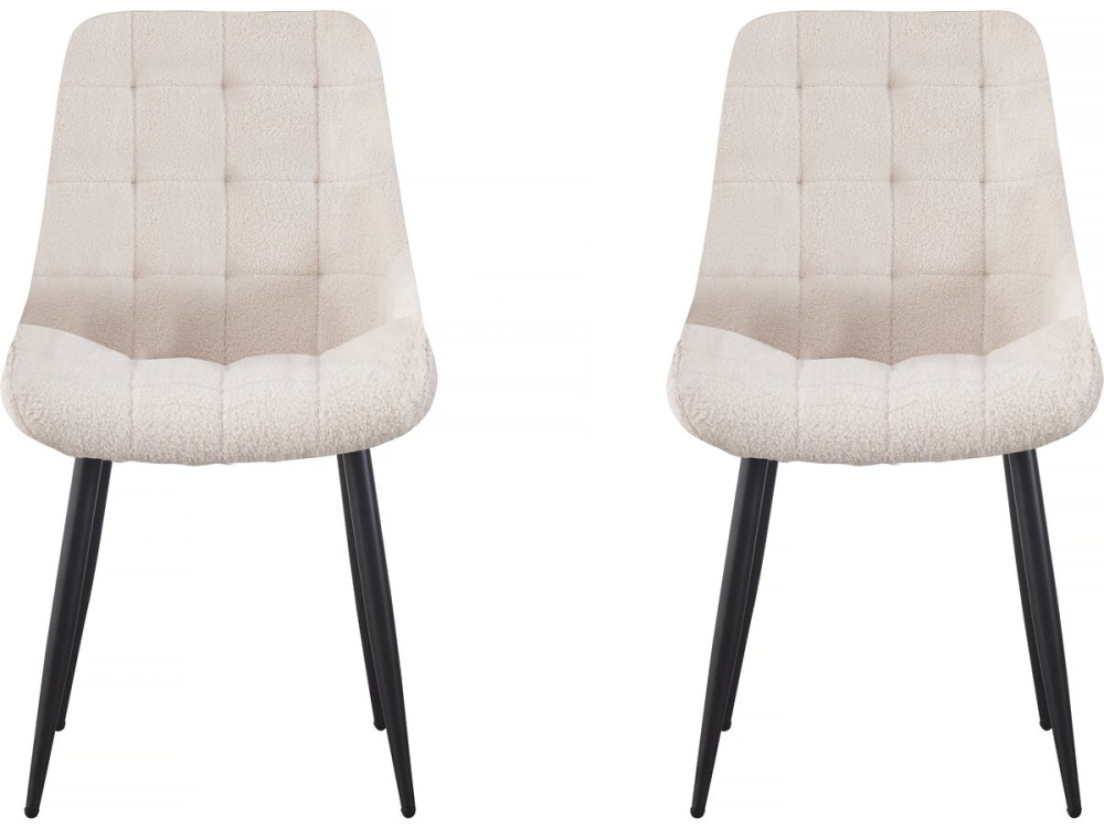 Lot de 2 chaises bouclette "Victoria" - Beige