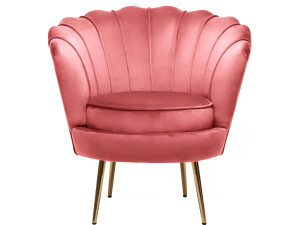 Fauteuil velours "Floria" - 70 x 73 x 76 cm - Rose