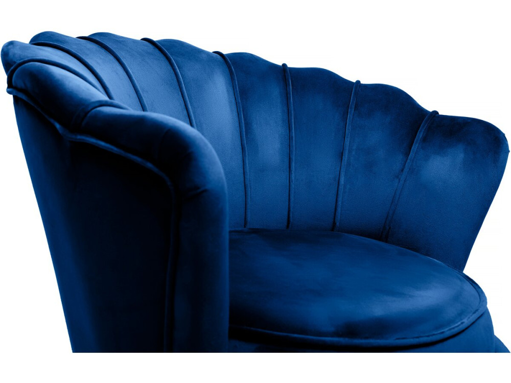 Fauteuil velours "Floria" - 70 x 73 x 76 cm - Bleu
