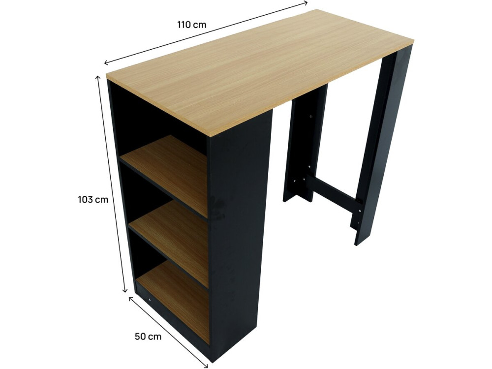 Table de bar "Barth" - 110 cm x 50 x 103,5 cm - Noir