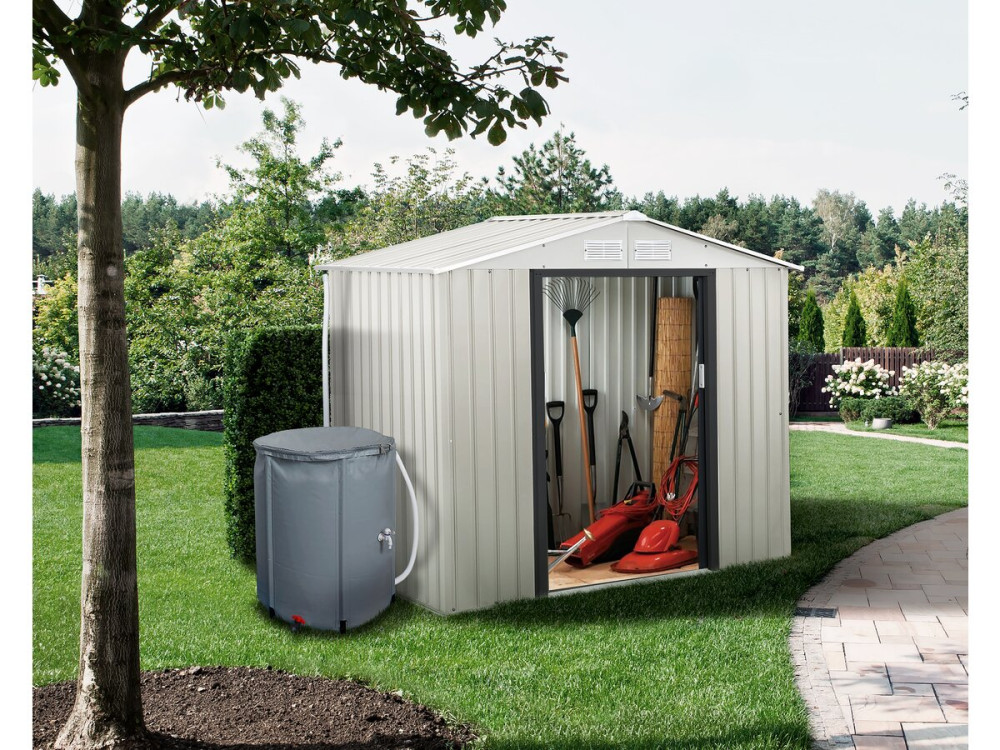 Abri de jardin métal "Nebraska" - 4,07m² avec gouttière et récupérateur d'eau