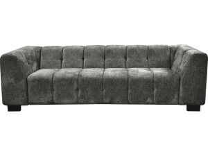 Canapé droit design en tissu chenille 3 places "Foch"- Gris
