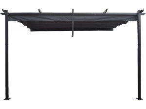 Pergola adossée en aluminium avec toit rétractable-  3 x 4 m -  Gris