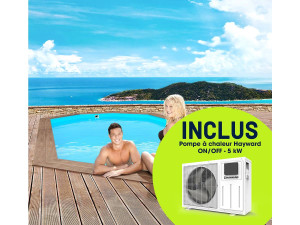 Piscine bois " Rio 130" - 5.60 x 3.70 x 1.39 m + Pompe à chaleur - Puissance 6.1 kW