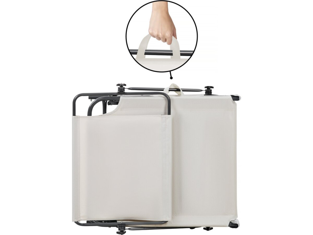 Lot de 2 bain de soleil pliable "Lazy" - Avec pare soleil - Beige