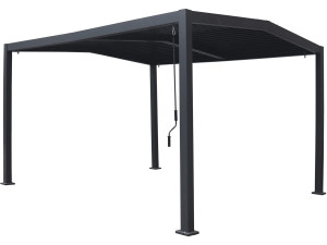 Pergola bioclimatique toit 2 pans "Victoria" en aluminium et métal- 3,5 x 4 m - Gris