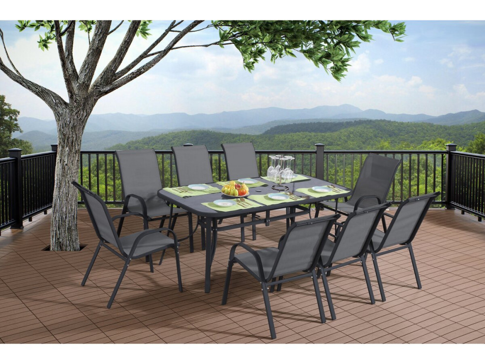 Table de jardin "Cordoba" - Phoenix - 8 places - Gris effet marbre