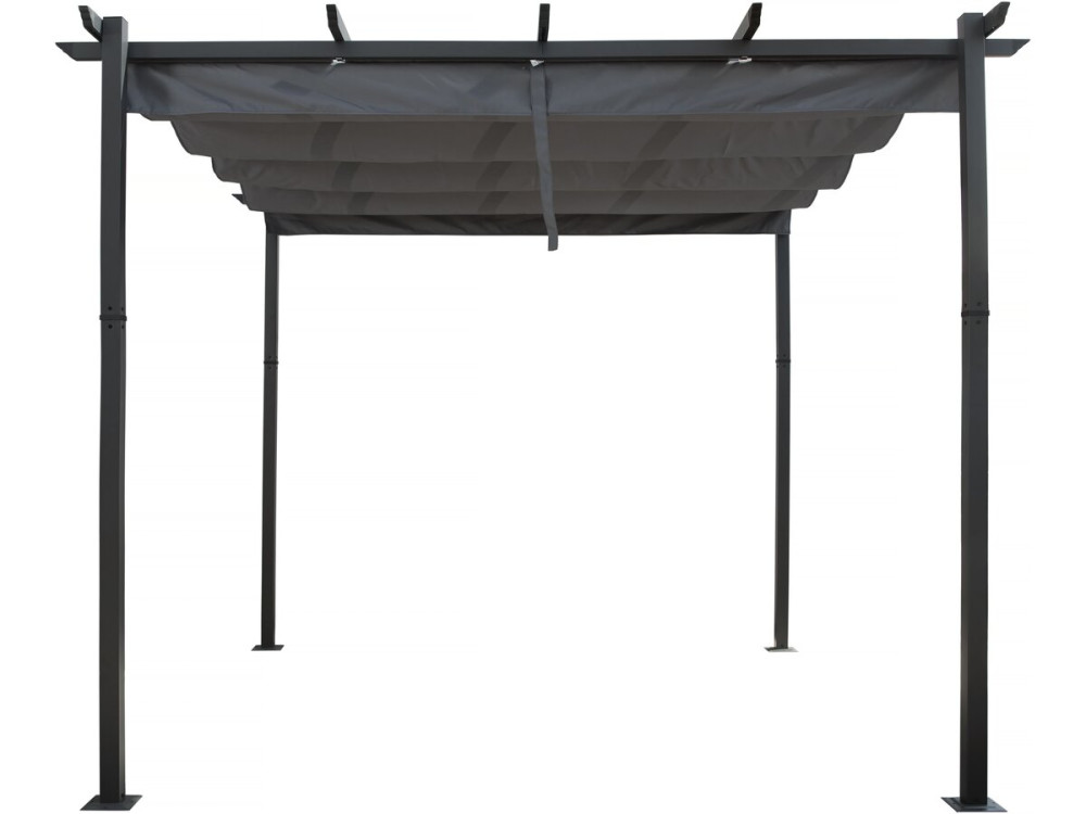 Pergola en aluminium avec toit rétractable - 3 x 3 m - Gris