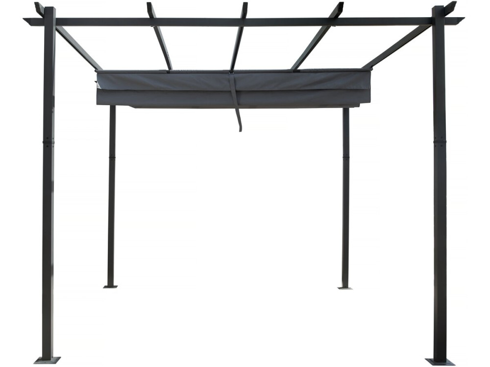 Pergola en aluminium avec toit rétractable - 3 x 3 m - Gris