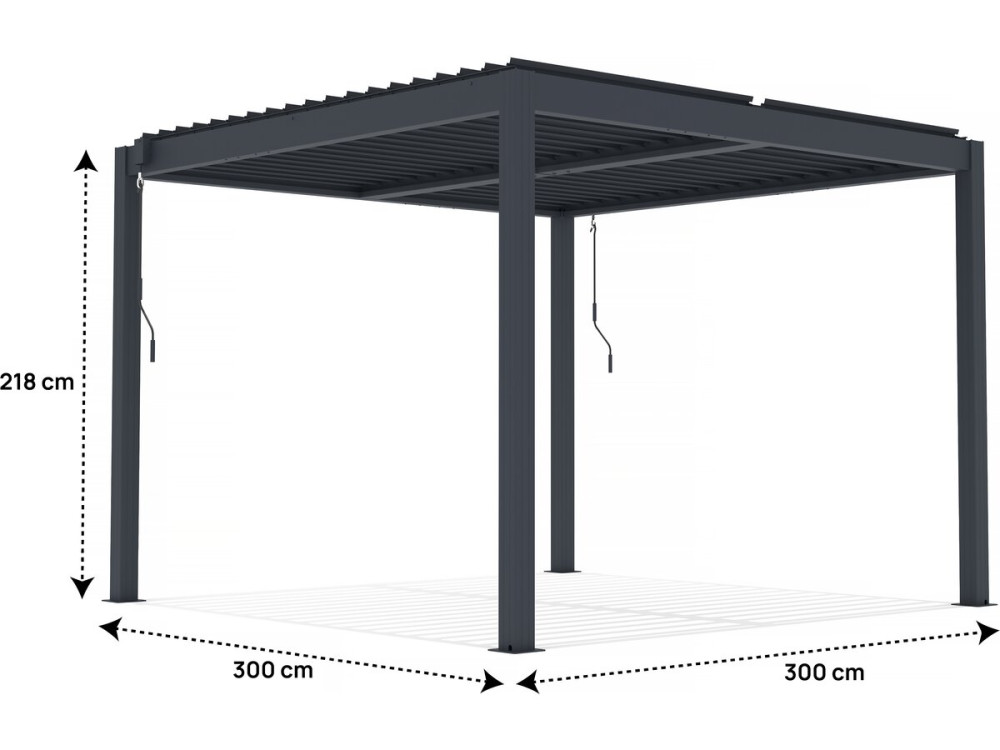 Pergola bioclimatique en aluminium "Windsor" - 3 x 3 m - Anthracite