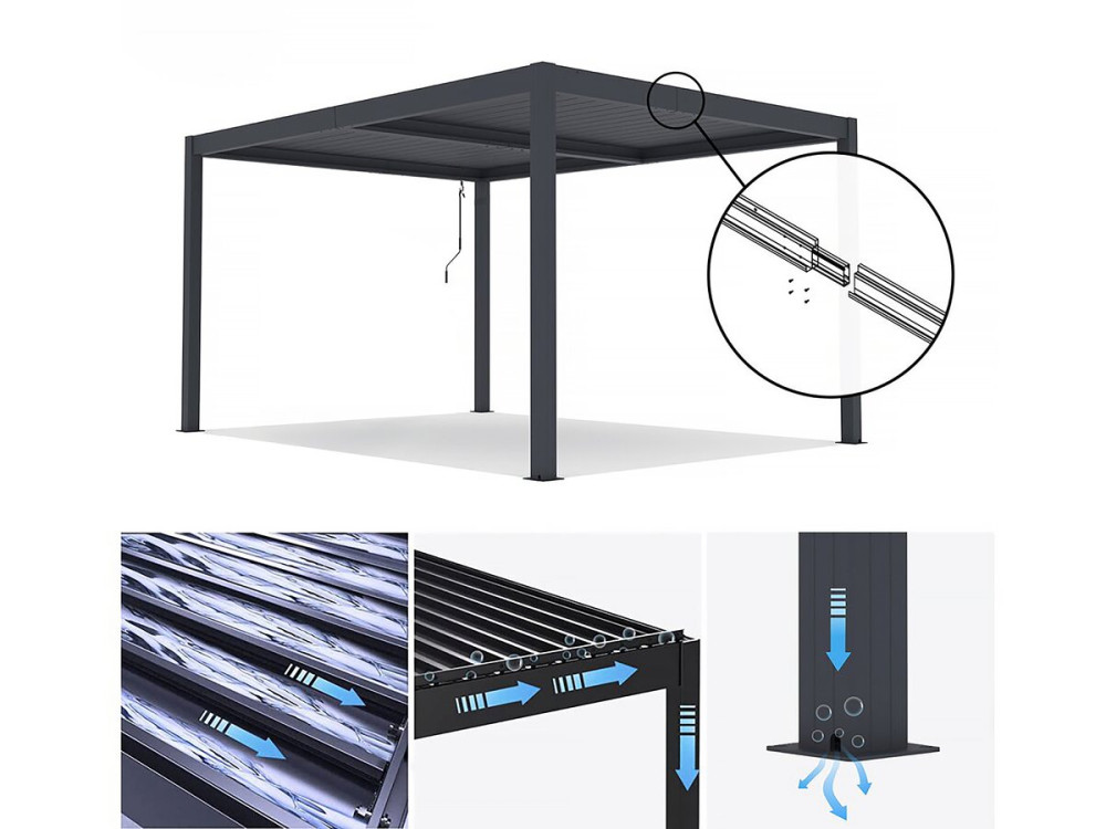 Pergola bioclimatique en aluminium "Windsor" - 3 x 4 m - Anthracite
