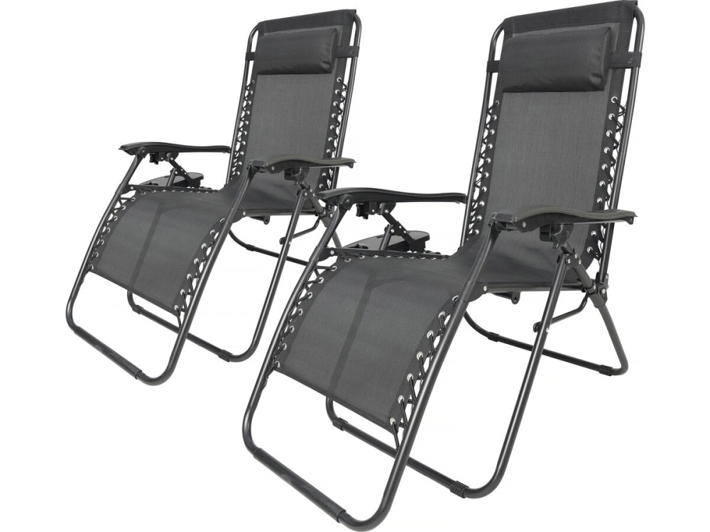 Lot de 2 Fauteuils de jardin inclinable zéro gravité "Sintra" - Noir
