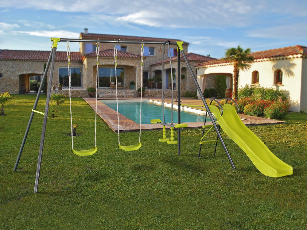 Portique en métal "Enzo II " avec 4 agrès - 315 x 225 x 195 cm