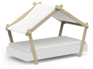 Lit cabane surélevé enfant " Lodge " - 70 x 140 cm - Blanc mat