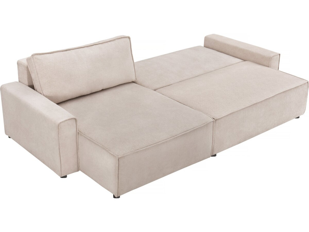 Canapé d'angle convertible en tissu texturé "Montaigne" - 4 places - Beige