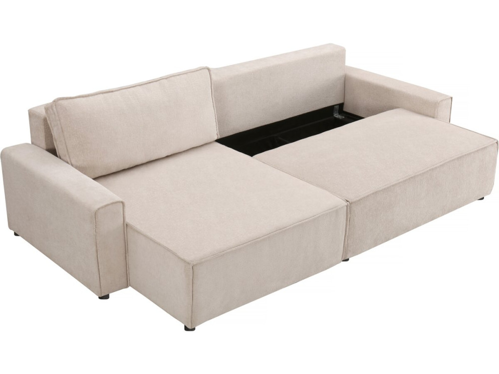 Canapé d'angle convertible en tissu texturé "Montaigne" - 4 places - Beige