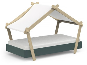 Lit cabane surélevé enfant " Lodge " - 70 x 140 cm - Vert