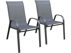 Fauteuil jardin textilène "Cordoba" - Phoenix - Lot de 2 - Anthracite