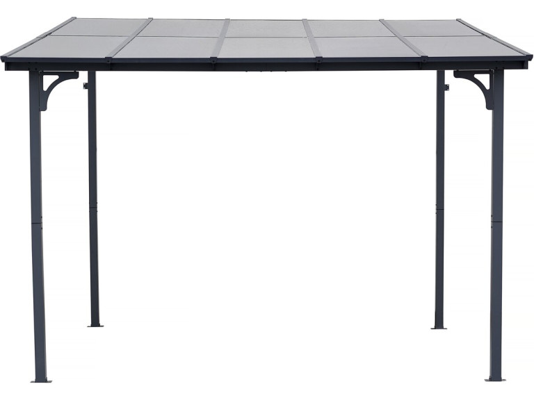 Pergola tonnelle adossée "Marvin" - 3 x 3 m - 304 x 298 x 243 cm - Gris foncé