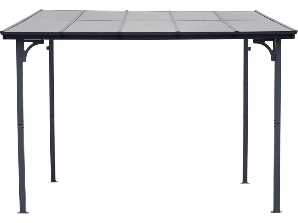 Pergola tonnelle adossée "Marvin" - 3 x 3 m - 304 x 298 x 243 cm - Gris foncé